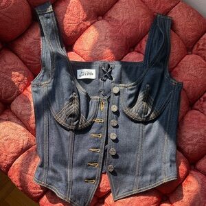 Jean Paul Gaultier Dark Blue Denim Corset